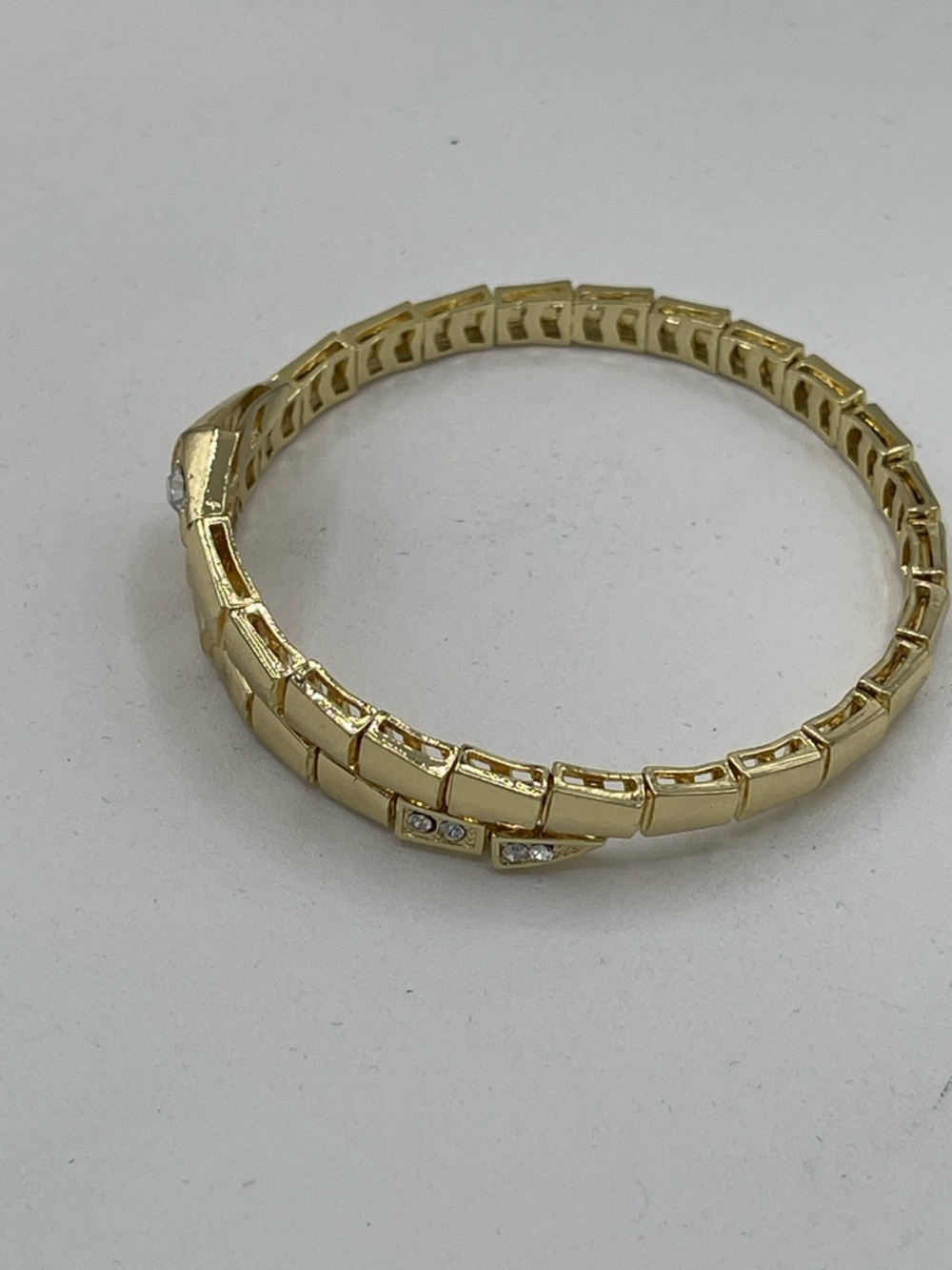 4.21.26-26 Gold Tone Crystal Snake 🐍 Themed Wraparound Bracelet - Picture 2 of 6
